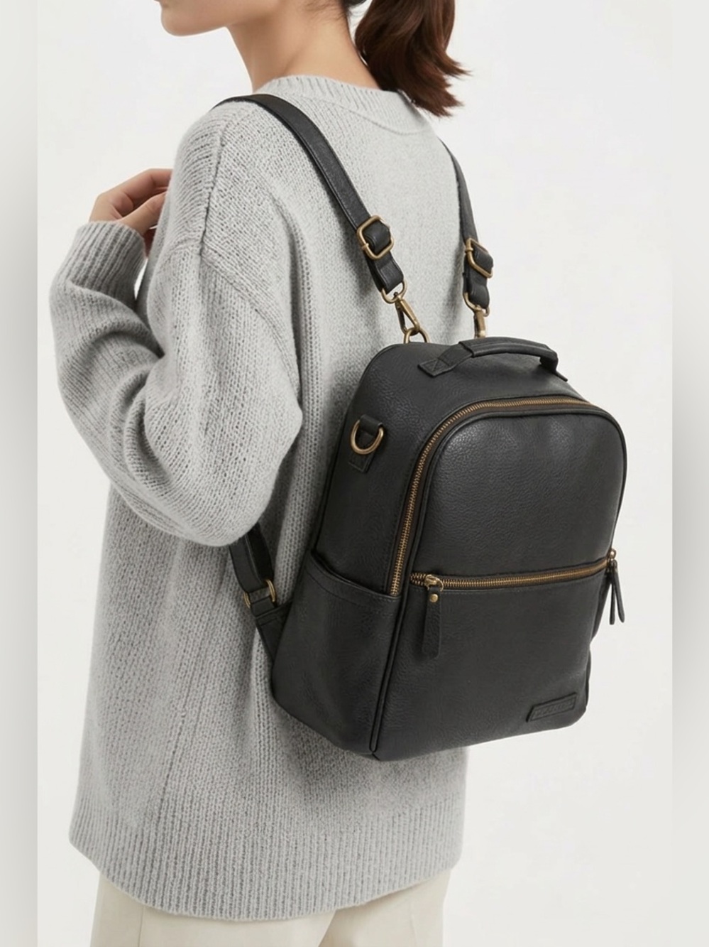 NWT Bodomint The Joni Backpack - Black Vegan Leather Shoulder Bag